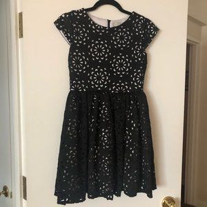 Rare Editions Double Layer Black Laser Cut Dress